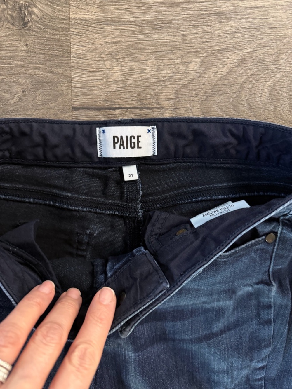 PAIGE Hoxton Ultra Skinny Dark Blue High-Rise Jeans Size 27 - Picture 3 of 4